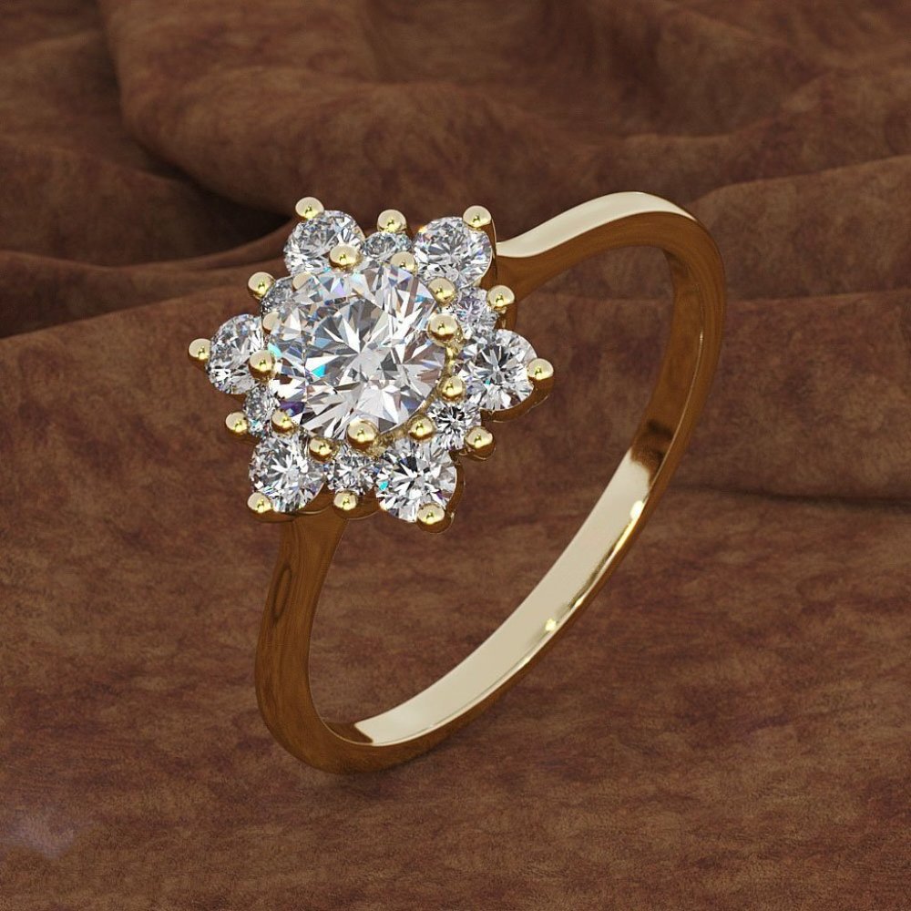 🎁 Sweet Round Flower Pure Zircon Thin Gold Dainty Ring for Women, VIP381 - Picture 2 of 4